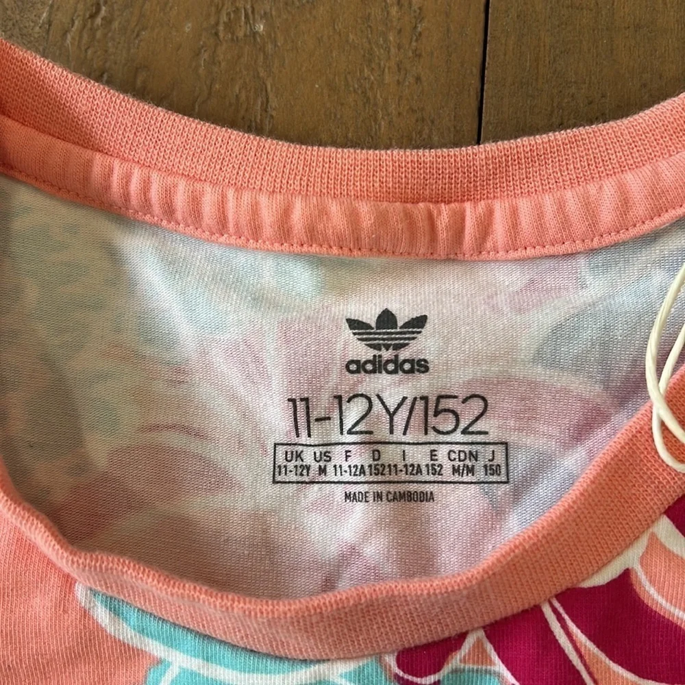 Adidas tee shirt dress pink flowers